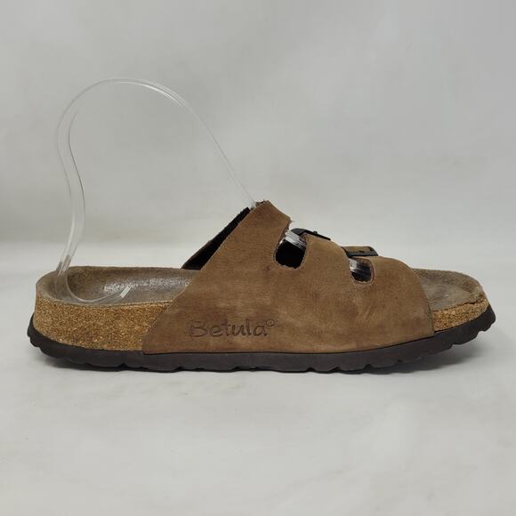 Birkenstock Betula Sandals Womens EU40 US6 Brown Nubuck Triple Straps Buckles - Picture 6 of 14